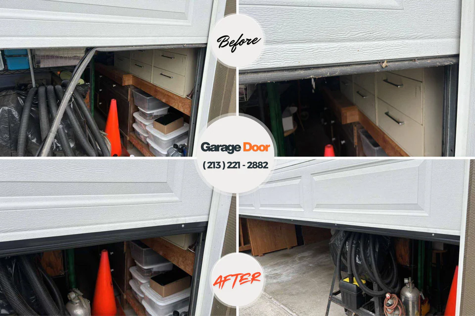 Before and after: garage door repair Clemmons, NC